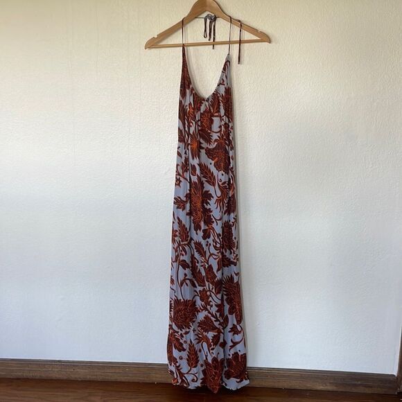 Blue and Orange printed maxi dress - Picture 1 of 4